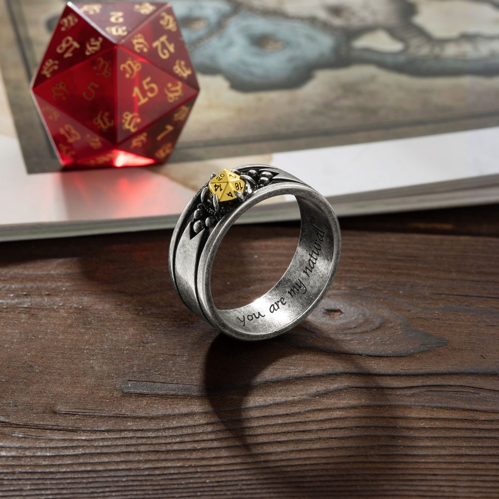 Custom Inner Ring Lettering D20 Couple Ring