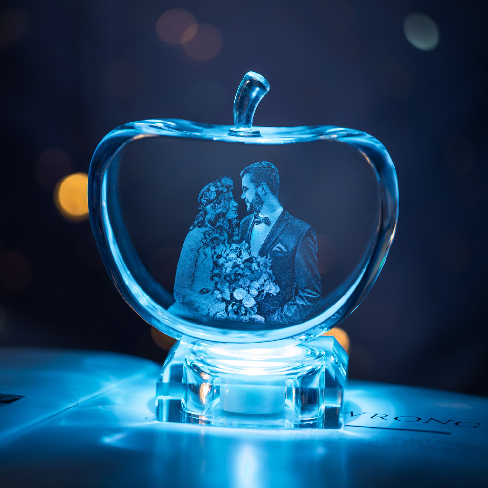 Personalized Gift for Her, Unique Home Decor, Custom Laser Etched Glass, Anniversary, Wedding 3D | Photo Crystal Apple Personalized Gift for Her, Unique Home Decor, Custom Laser Etched Glass, Anniversary, Wedding 3D | Photo Crystal Apple