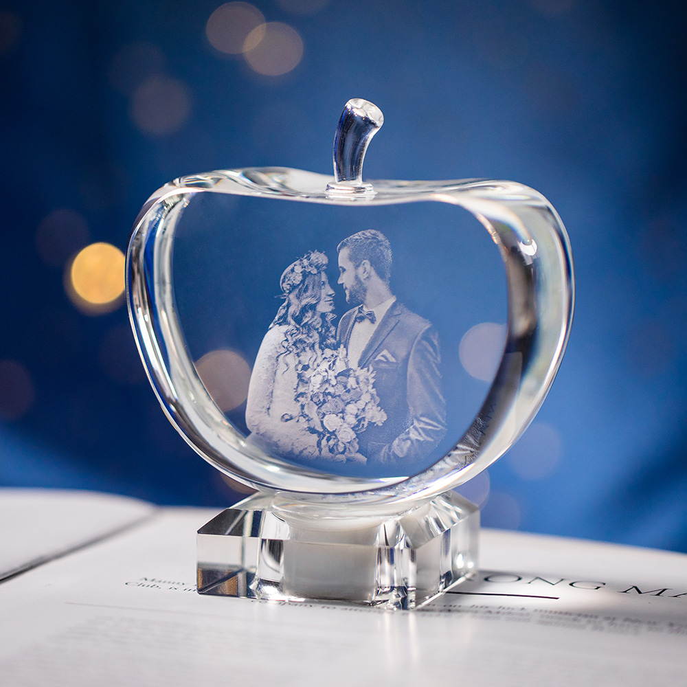 Personalized Gift for Her, Unique Home Decor, Custom Laser Etched Glass, Anniversary, Wedding 3D | Photo Crystal Apple Personalized Gift for Her, Unique Home Decor, Custom Laser Etched Glass, Anniversary, Wedding 3D | Photo Crystal Apple