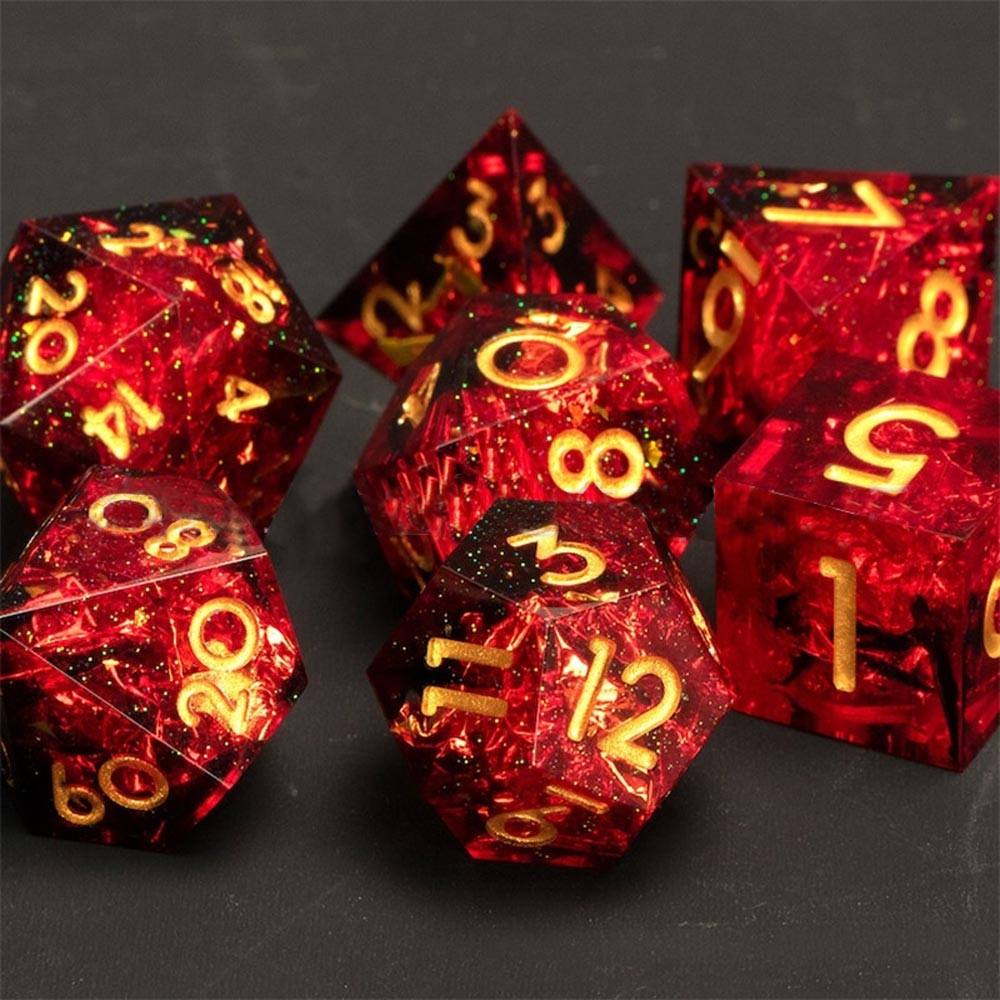 Galactic Embers | Holographic Foil Resin Sharp Edge Dice Set