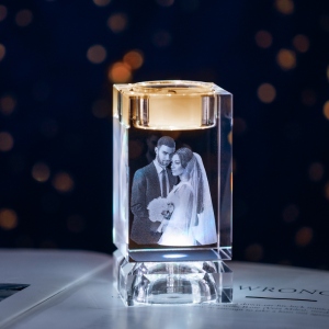 3D Crystal Candle Holder Memorial Photo Keepsake 3D Crystal Candle Holder Memorial Photo Keepsake
