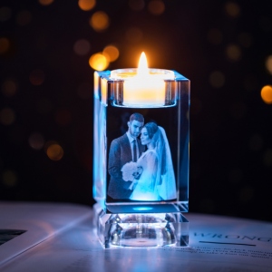 3D Crystal Candle Holder Memorial Photo Keepsake 3D Crystal Candle Holder Memorial Photo Keepsake