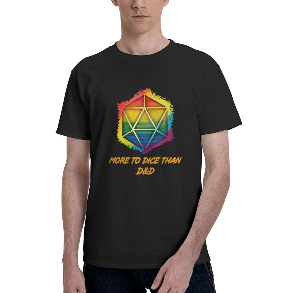 &quot;More To Dice Than D&amp;D&quot; RPG Rainbow Dice T-Shirt