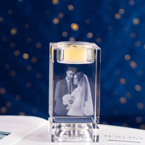 3D Crystal Candle Holder Memorial Photo Keepsake 3D Crystal Candle Holder Memorial Photo Keepsake