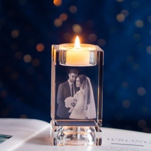 3D Crystal Candle Holder Memorial Photo Keepsake 3D Crystal Candle Holder Memorial Photo Keepsake