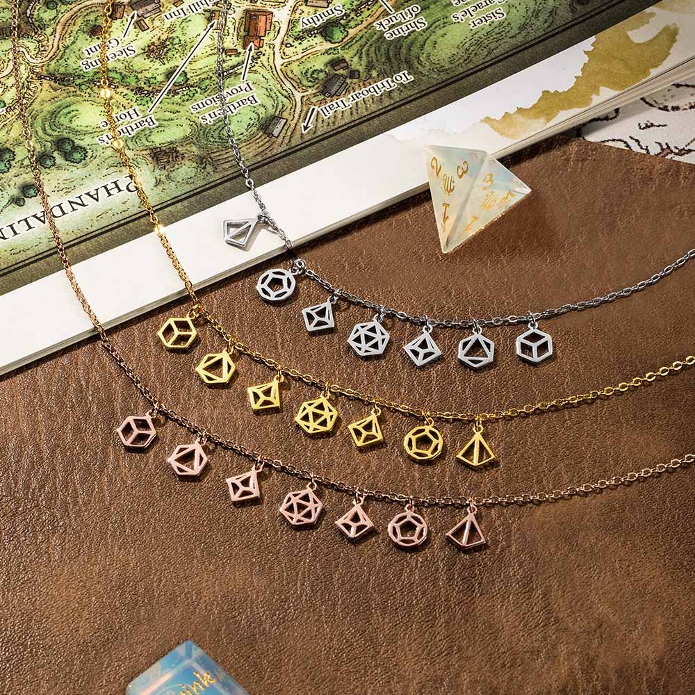 Polyhedral Dice Charm Necklace
