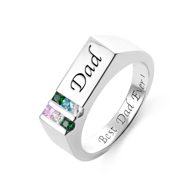  Personalized Men's Ring with Birthstones