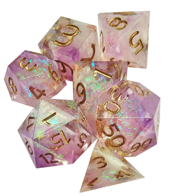 Pink and White Dream Flash Shard Resin Dice