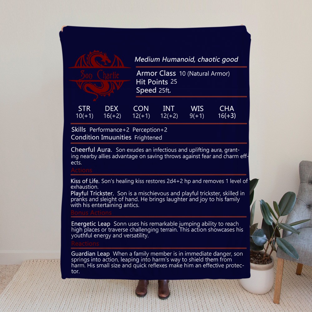 Personalized DND Stats Blanket