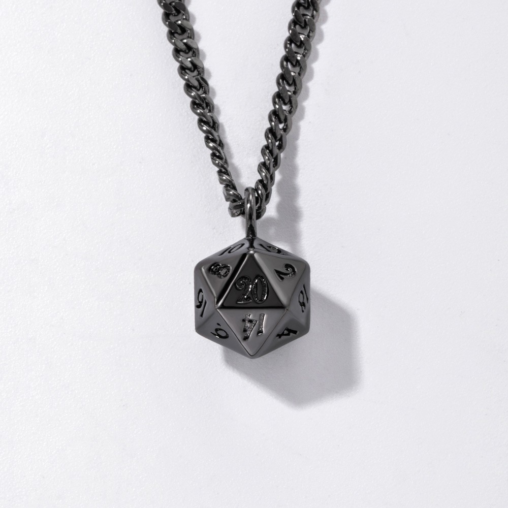 Black D20 Dice Dagger Necklace — TheDiceofLife