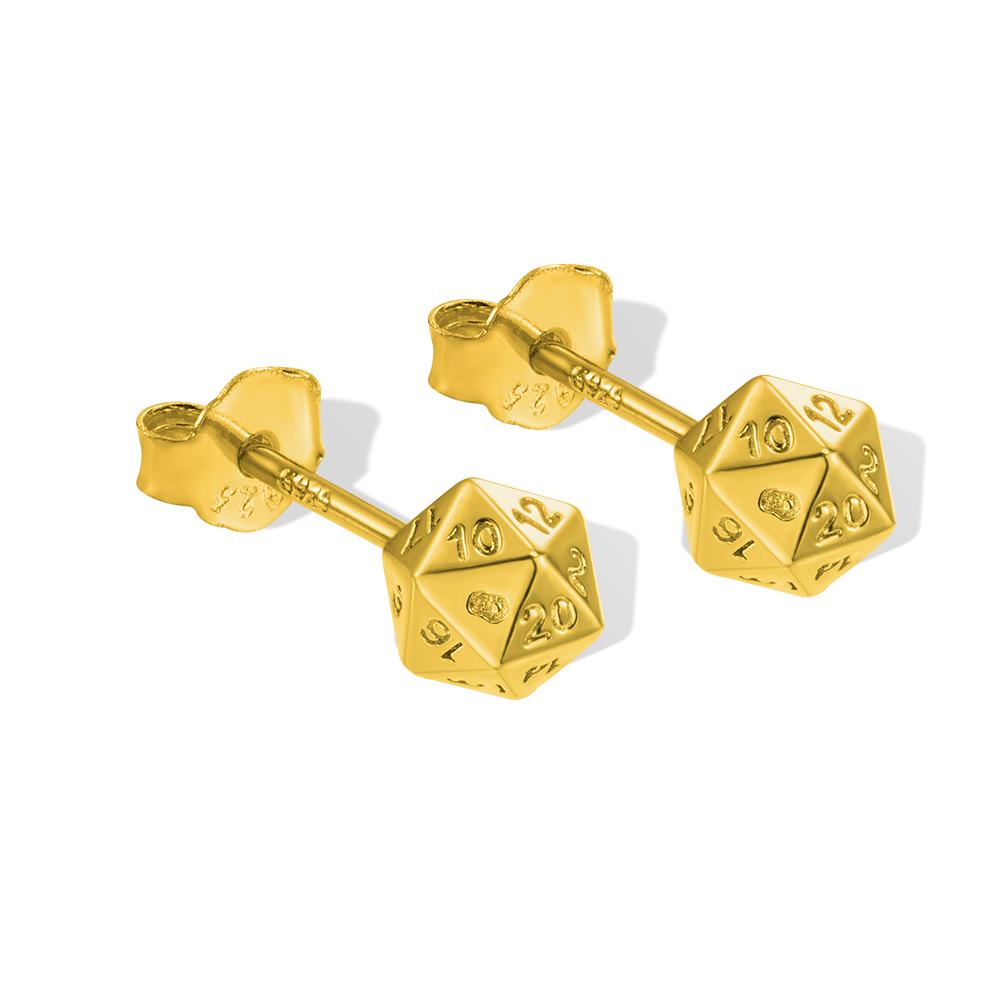 A Pair of D20 Dice Stud Earrings