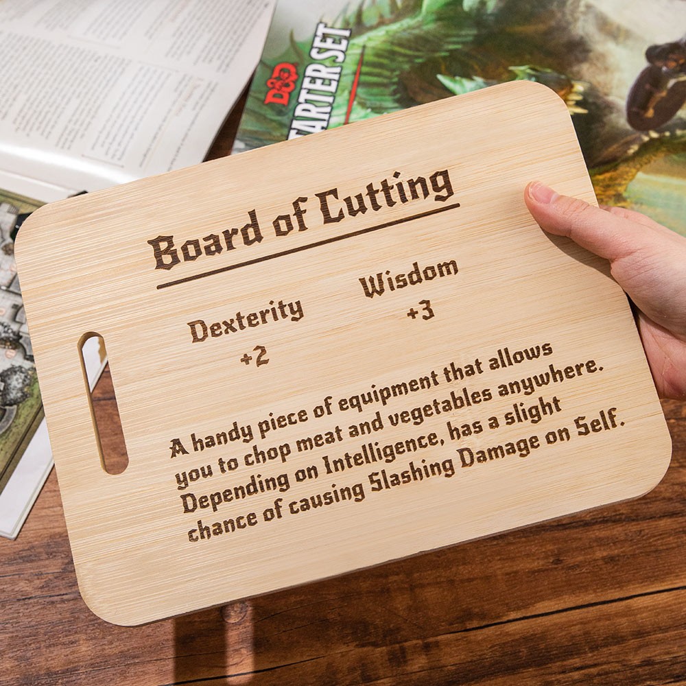 DND Theme Carved Bamboo Wood Cutting Board For Game Lovers