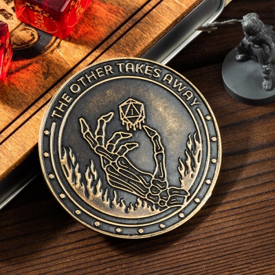 What One Hand Gives Coin 1 Or 20, Lucky Coin, DND Coin For Allodoxaphobia, D20 Coin For Collectors, DND Gifts, D2 Dice