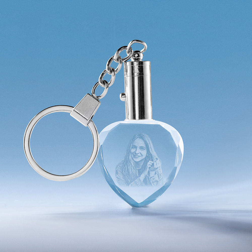 2D Rectangle or Heart-shaped Crystal Keychain