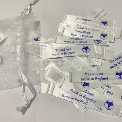 Personalized Satin Sewing Labels Tags with Text Set of 30, Sewing Labels for Handmade Items, Knitting Accessories, Gift for Knitting DIY Craft Lovers