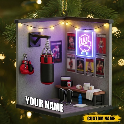 Personalized Kickboxing Christmas Ornament, Custom Boxing Lover Gift, Sports Lover Gift, Boxing Gym Keepsake, Kickboxing Ornament