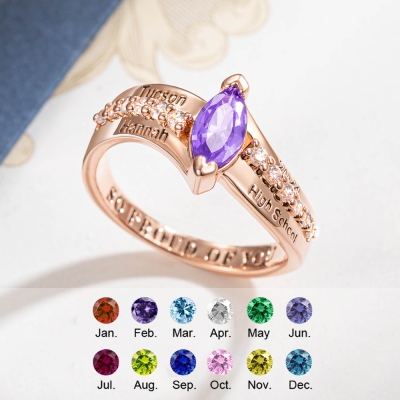 Custom School Class Ring, Jewelry for Woman, Sterling Silver High School University Personalized Mementos Jewelry, Graduation Rings 2023