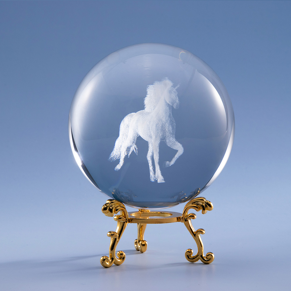 Unicorn Crystal Ball with Inner Engraving