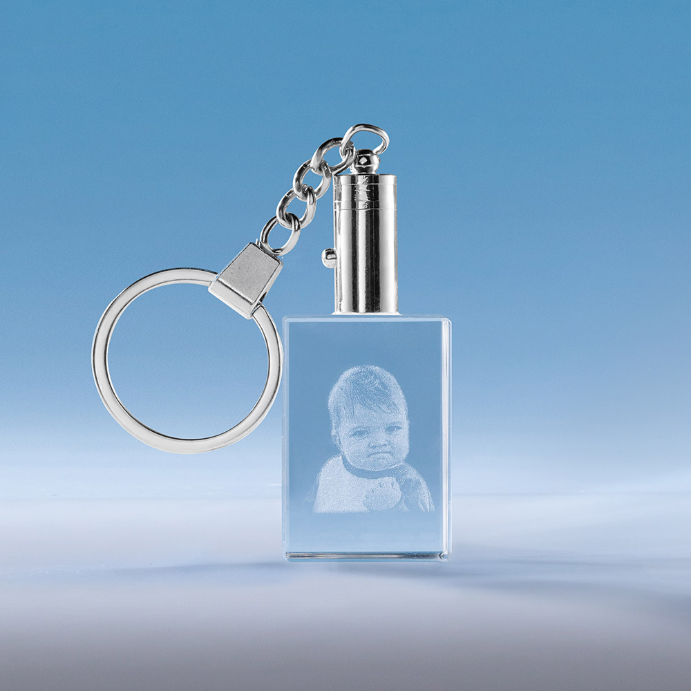 2D Rectangle or Heart-shaped Crystal Keychain