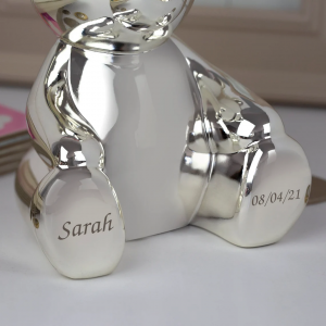 Personalised Silver Rabbit Piggy Money Box For Boys Christening New Baby Gifts Ideas Boxes Girls Presents Born Babies Keepsakes
