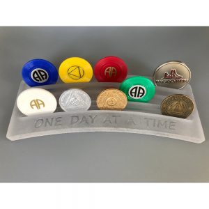 AA Coin Holder Display, One Day at a Time, Gift for Recovering Alcoholic, Alcoholics Anonymous, Gift for Men, Women, Sponsor, AA Medallion