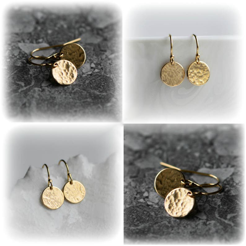 Personalized Hammered Gold Earrings, Small Gold Disc Earrings, Tiny Gold Dot Earrings, Dainty Minimalist Jewellery
