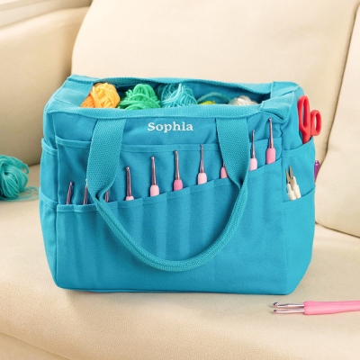 Knitting Project & Pottery Tool Bag, Crochet Bag, Sewing Project Organizer, Birthday Gift, Craft Yarn Bag, Personalized Tote Bag