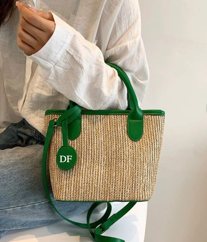 Personalised Shoulder Tote Bag, Women's Handbag, Beach Bag, Custom Hand Bag, Straw Bag, Gifts For Her, Crossbody Bag