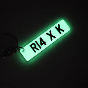Set of 2 Personalised 4D Reflective Number Plate Keychain | Glow In Dark | Car Race Lover | Couple Gift