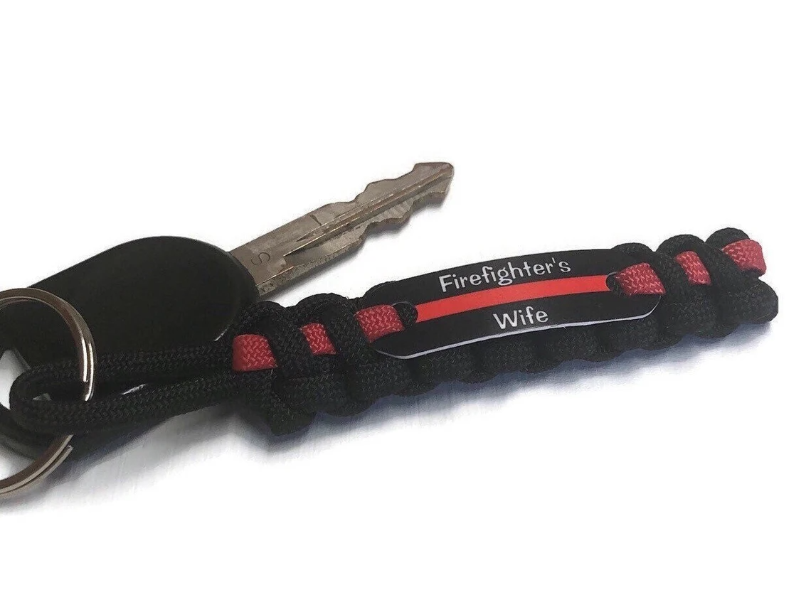 Firefighter Keychain, Bunker Turnout Gear, Paracord Keychain