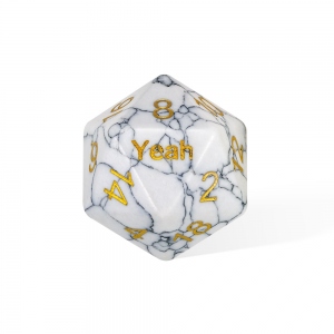 Personalized D20 DND Dice, Custom Dice, DND Personalized D20 Dice, Polyhedral Dice, Natural Stone Dice, White Dice, DND Gifts