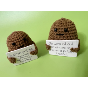 Positive Lovely Crochet Potato Decor | Tiny Crochet Decoration With Positive Affirmation Letters | School Bag Doll Pendant | Crochet Accessory | Car Decor