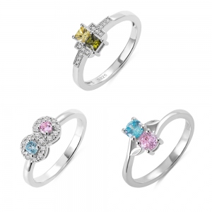 Double Heart Birthstone Ring For Love