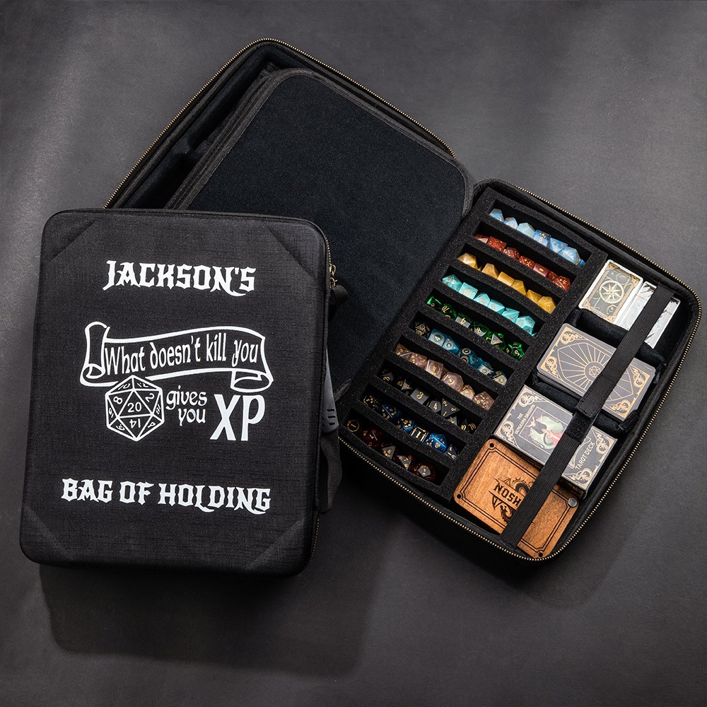 TTRPG Accessories Case for Dice and Miniatures I Custom Name RPG Bag of