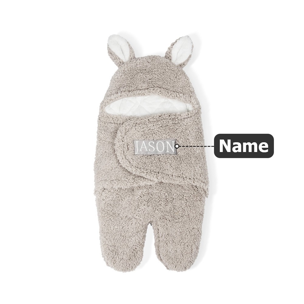 Personalized Bunny Baby Swaddle with Embroidery Name, Infant Sleeping Bag Blanket, Holiday Costume, Baby Shower Gift for Newborn