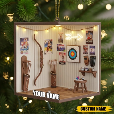Custom Archery Room Ornament 2025, Bow Hunting Target Decor, Personalized Name Gift for Archer, Christmas Tree Keepsake