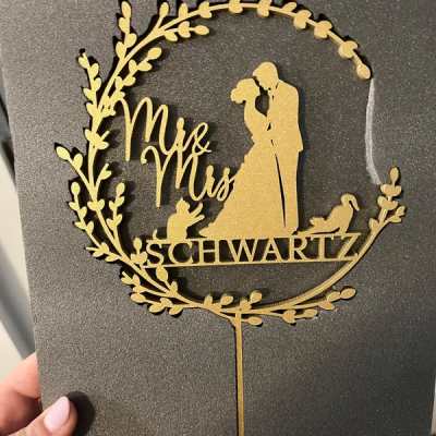 Dog Cake Topper for Wedding, Rustic Wedding Cake Topper with Dog, Bride Groom Cake Topper, Pet Silhouette Cake Topper, Cat Cake Topper