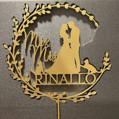 Dog Cake Topper for Wedding, Rustic Wedding Cake Topper with Dog, Bride Groom Cake Topper, Pet Silhouette Cake Topper, Cat Cake Topper