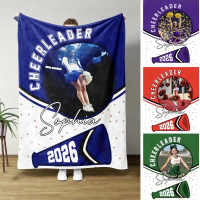 Personalized Cheerleader Blanket, Photo  Throw Blanket, Cheer Gifts For Cheerleaders