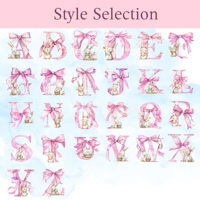 Personalized Pink Bow Initial Bunny Doll Toy with Name, Soft Plush Rabbit Stuffed Animal Keepsake, Easter Decor, Birthday/Easter Gift for Kids/Girls