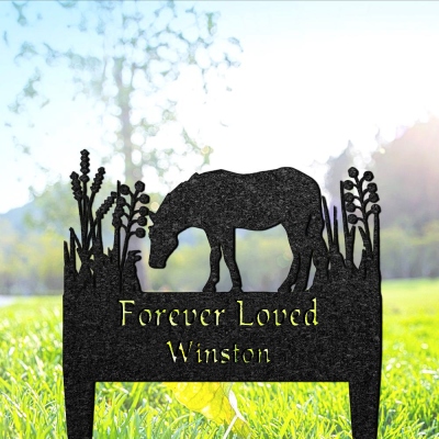 Custom Horse Memorial Grave Marker, Pet Plaque Burial Stake, Personalized Engraved Horse Name Keepsake, Garden Sign, Pet Loss Gift