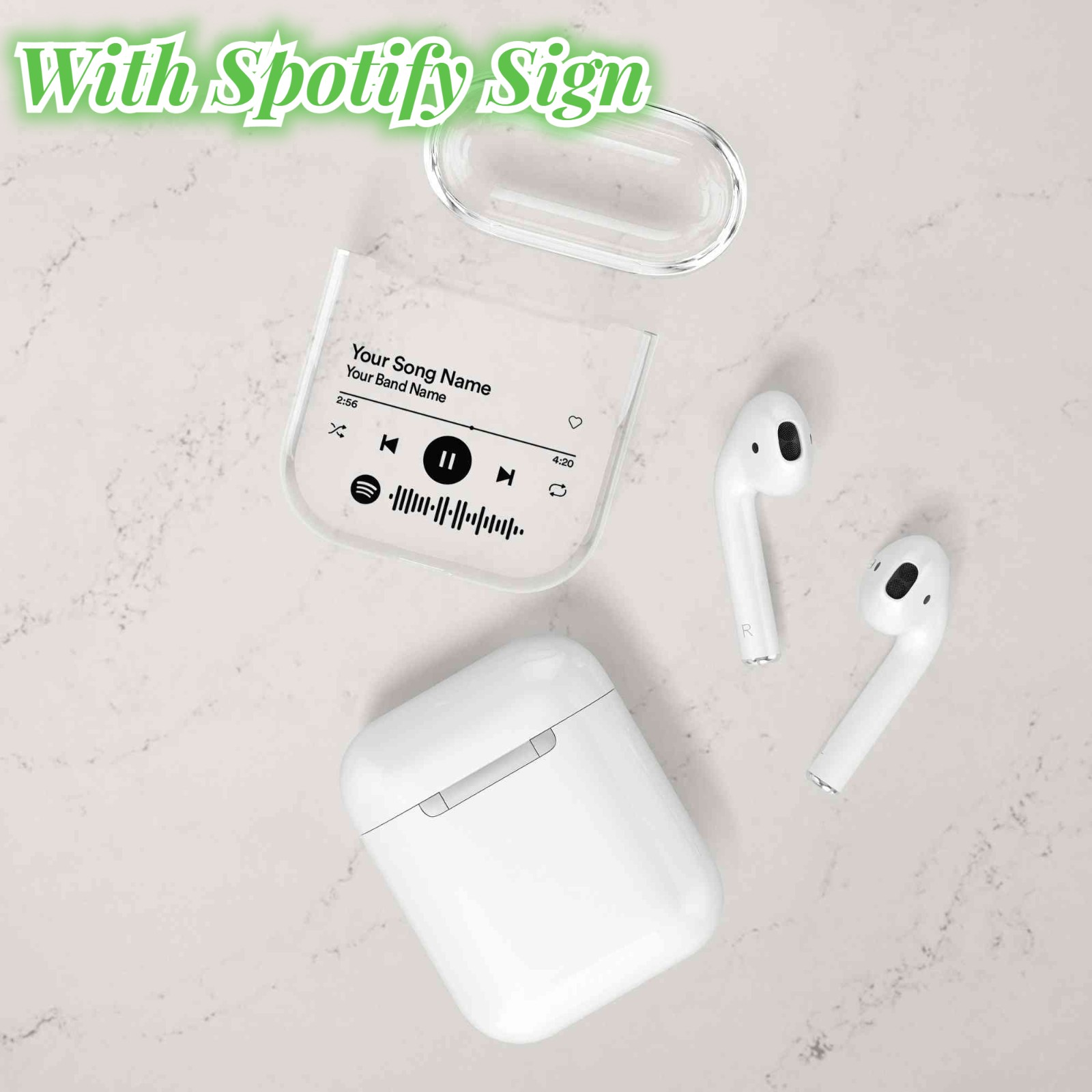 Custom Music Clear AirPods Case, Personalized Song, Custom Band