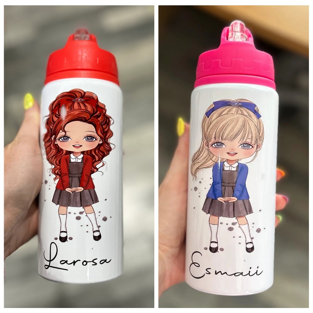 Personalized Girls School Water Bottle, First Day of School, Blue Back to School, Gift for Her Daughter Granddaughter Niece