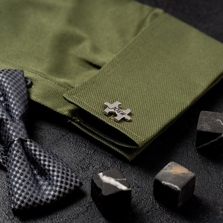 Custom Jigsaw Puzzle Cufflinks, Engraved Cufflinks, Puzzle Piece Cufflinks, Groom Cufflinks, Groomsmen Gifts, Father's Day/Wedding Gifts for Dad/Him