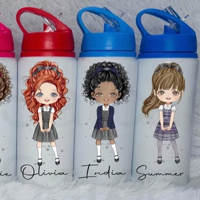 Personalized Girls School Water Bottle, First Day of School, Blue Back to School, Gift for Her Daughter Granddaughter Niece