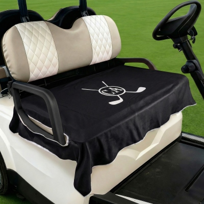 Personalized Name Plaid Breathable Golf Cart Seat Cover, Golf Cart Accessories, Birthday/Anniversary Gift for Golf Lovers/Players/Coaches