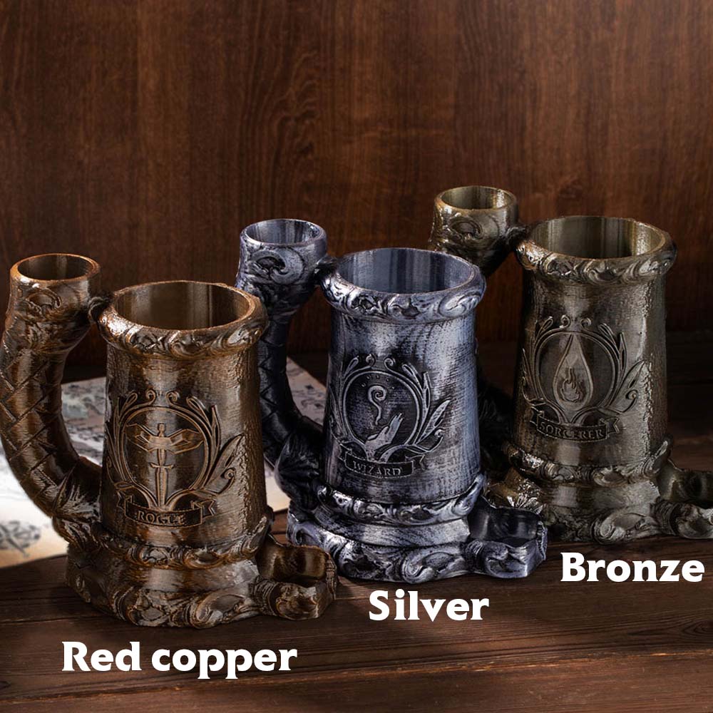 Wolf Crest Dice Tower Mug, Class Mug with Built-in Can Holder, Built-in Can Cozy, For DND Lovers