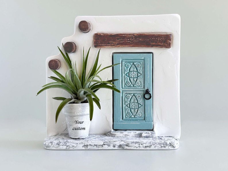 Personalized Miniature Door Air Plant Holder - Air Plant Wall Hanging & Home Decor, Cute Air Plant Plant Pot for Birthdays,Housewarming and Holiday Gifts