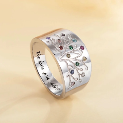 Custom Family Tree Ring with 1-20 Birthstones
