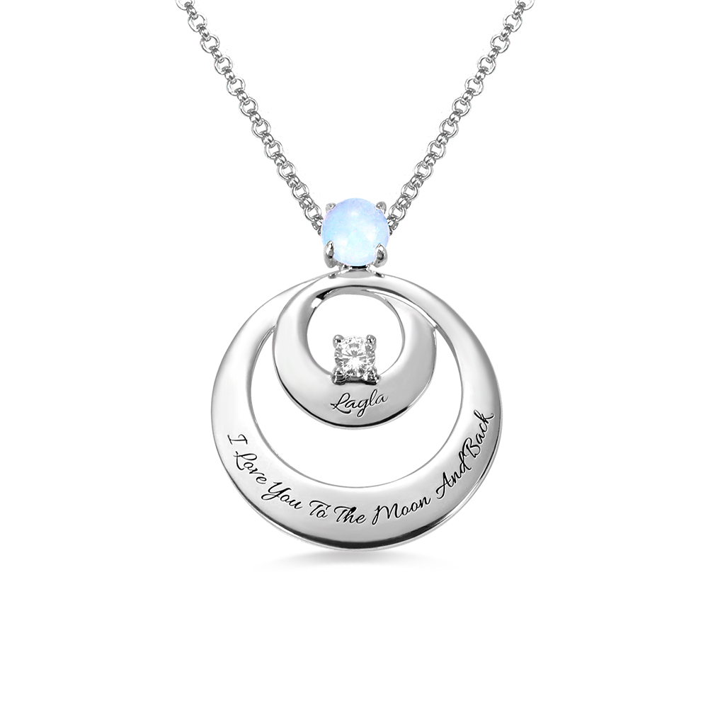 Colar de Pedra da Lua Personalizada em Prata